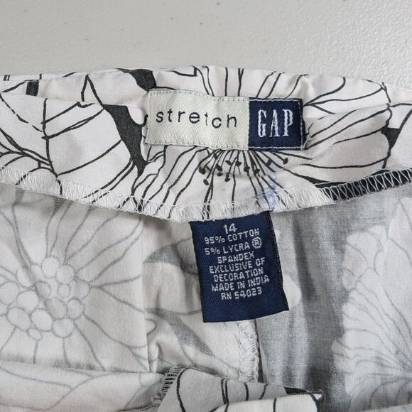 Gap Pants Womens Size 14 Black White Floral Pattern Stretch Pants - Picture 2 of 7